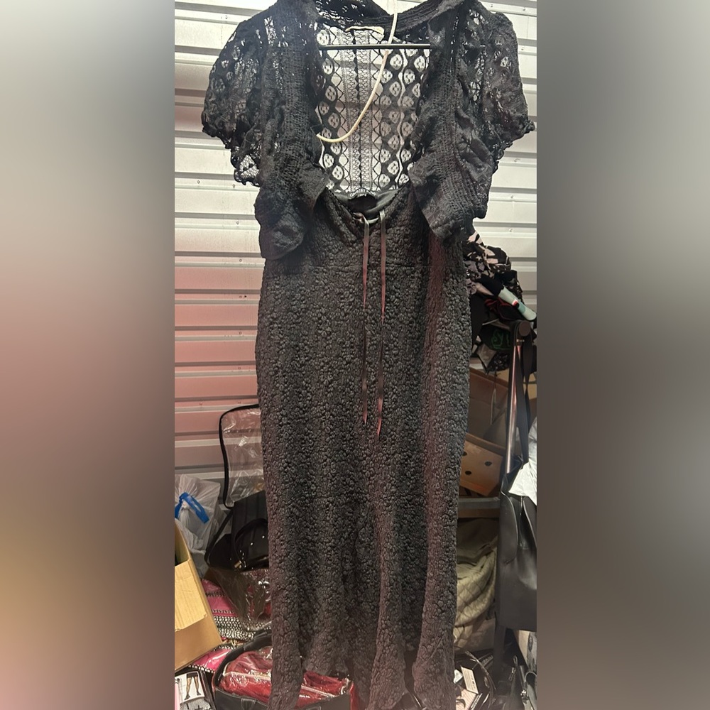 1X long lace black dress goth CURRENT Dollskill Spaghetti strap hot dolls kill
